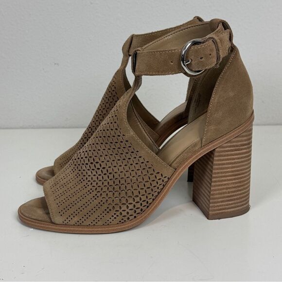 Marc Fisher Vixen Suede Cutout Block Heel Sandals 10 - Picture 5 of 8